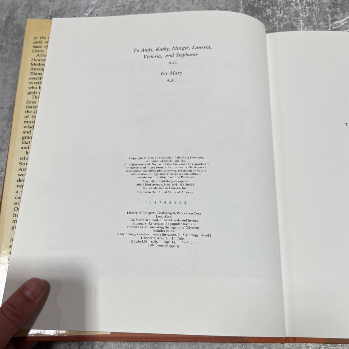 the macmillan book of greek gods and heroes book, by alice low, 1985 Hardcover image 3
