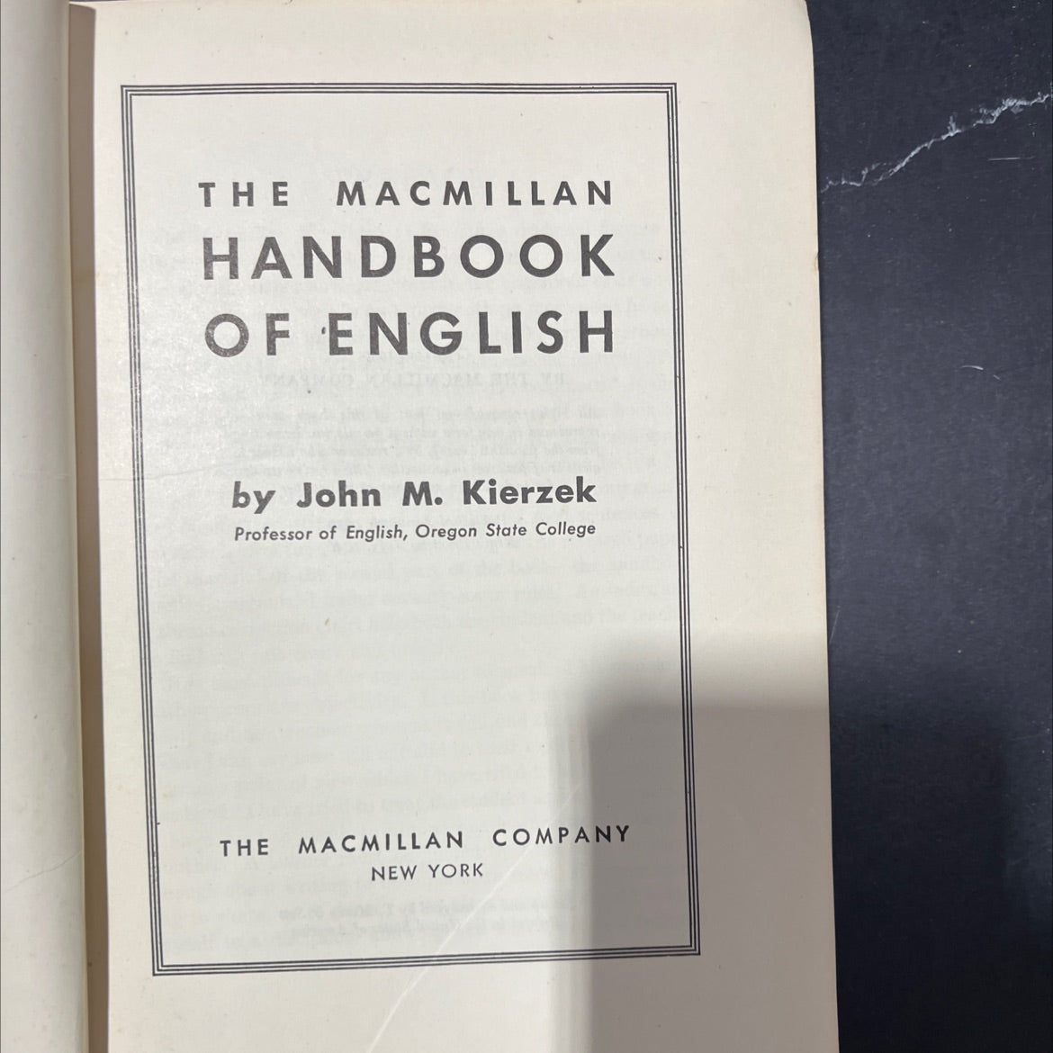 the macmillan handbook of english book, by john m. kierzek, 1946