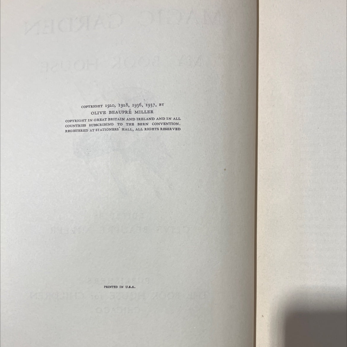 the magic garden of my book house book, by olive beaupré miller, 1937 Hardcover image 3