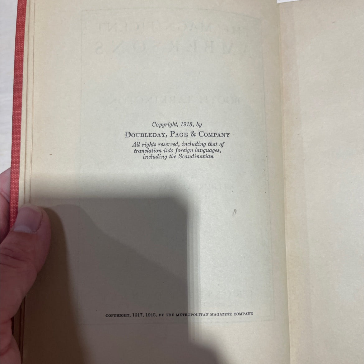 the magnificent ambersons book, by booth tarkington, 1918 Hardcover image 3