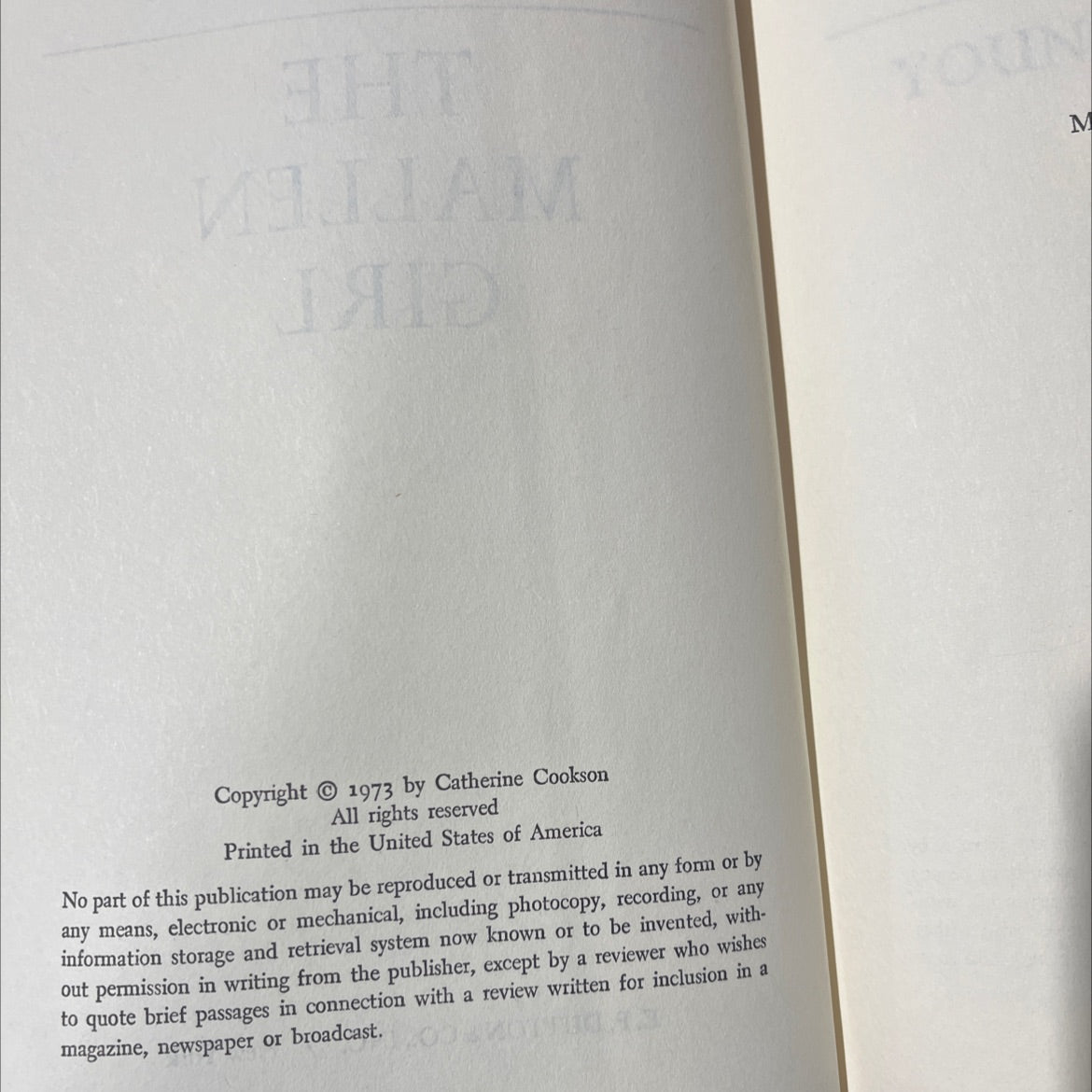 the mallen girl book, by catherine cookson, 1973 Hardcover image 3