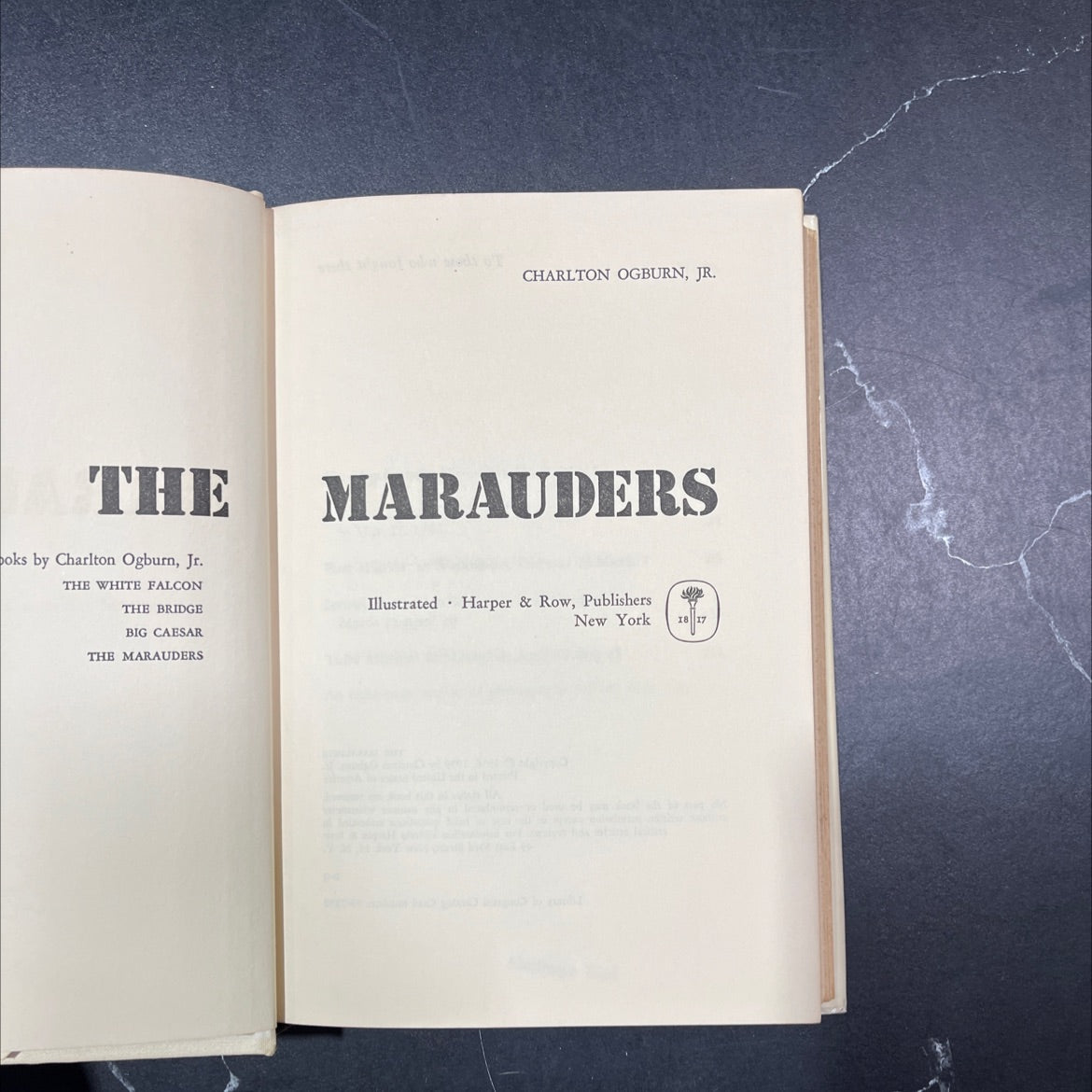 the marauders book, by charlton ogburn, jr., 1959 Hardcover, Heavily Used image 2