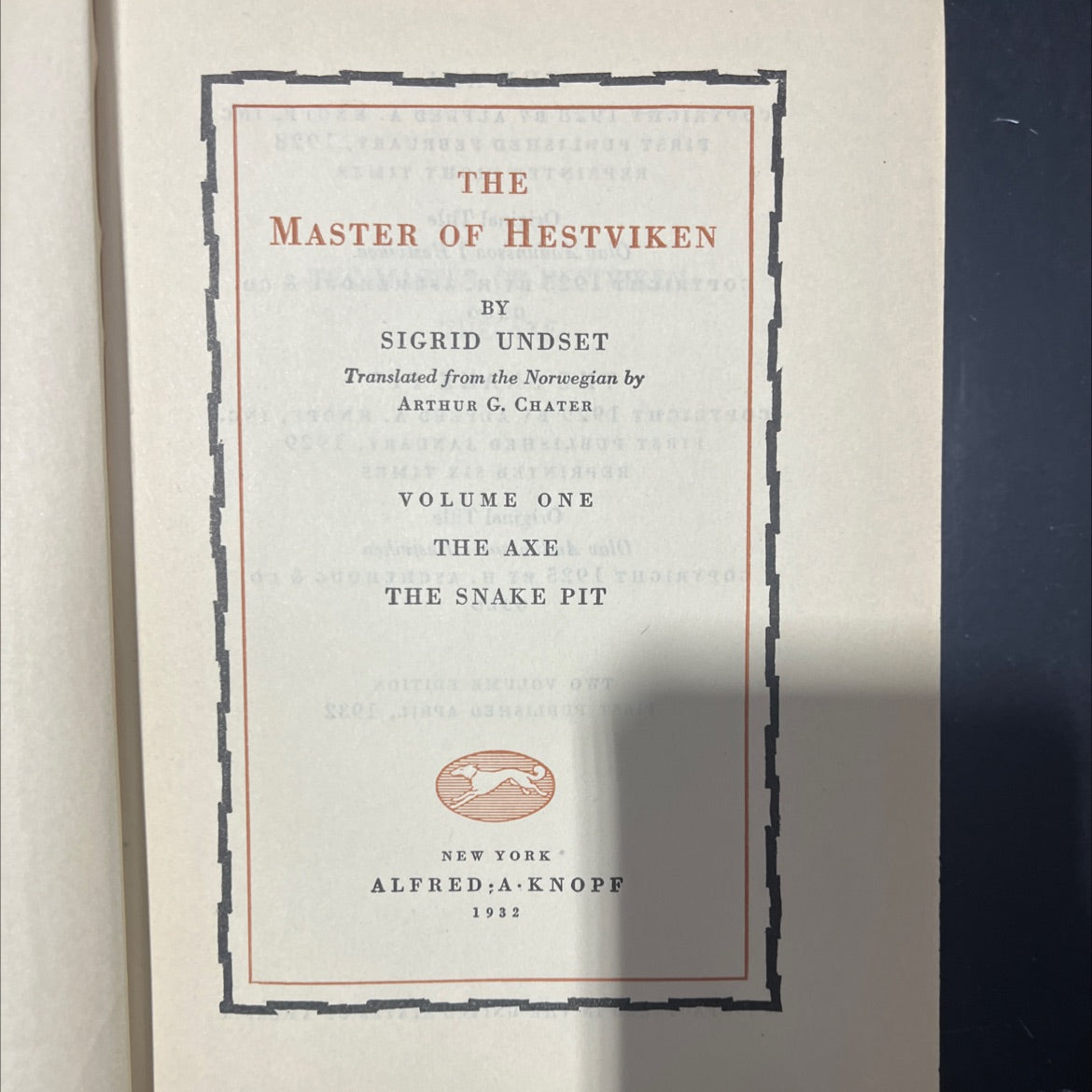 the master of hestviken book, by sigrid undset, 1929 Hardcover image 2