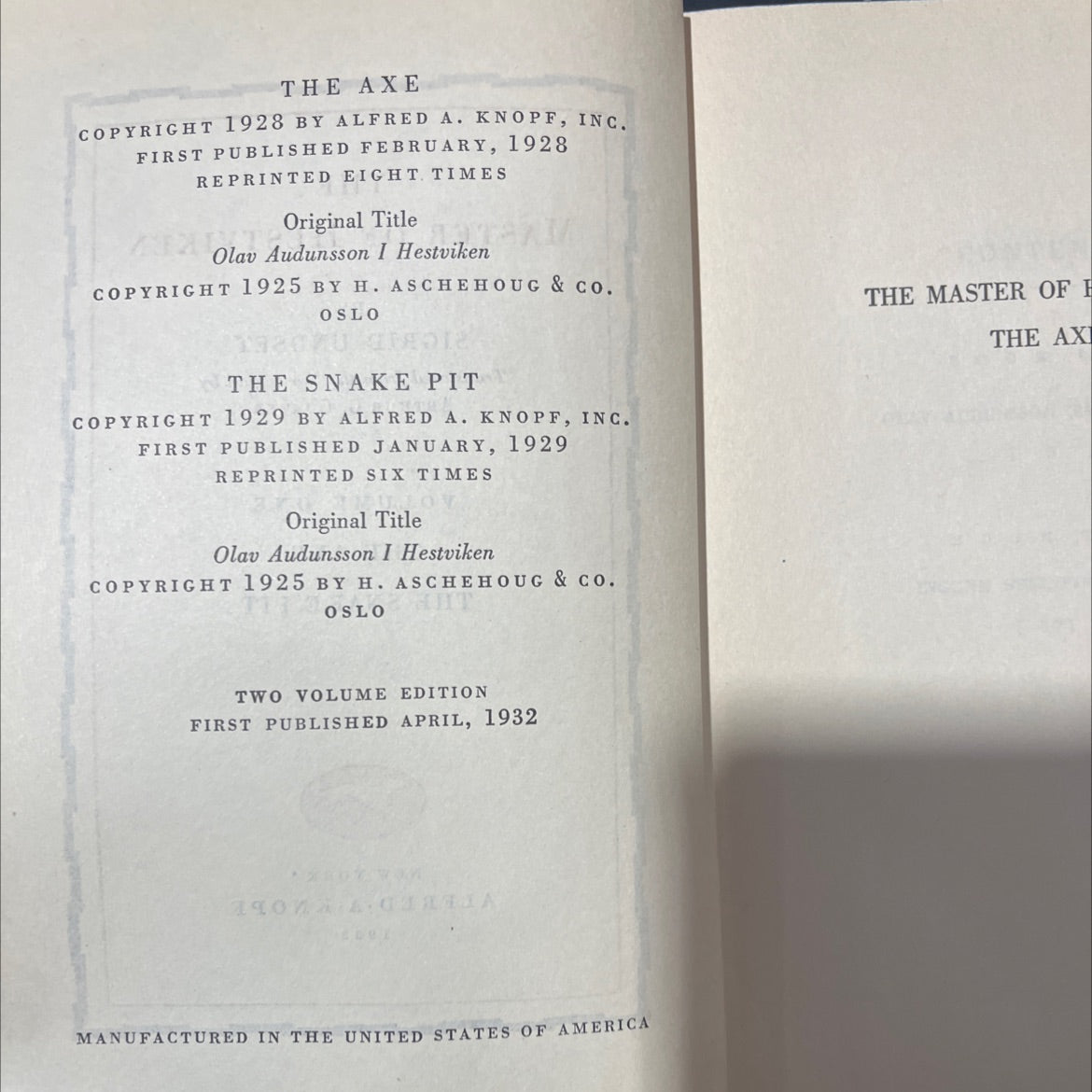 the master of hestviken book, by sigrid undset, 1929 Hardcover image 3