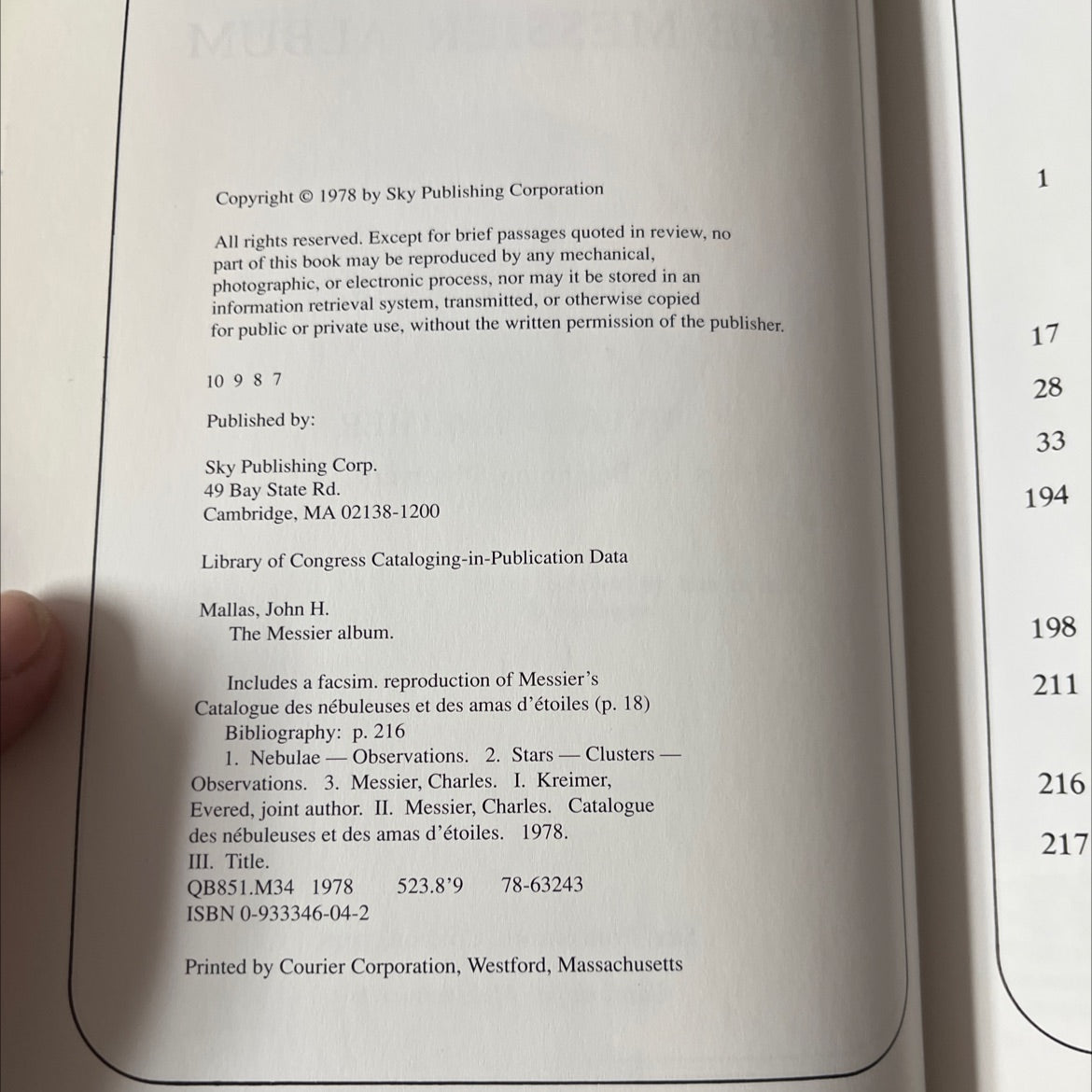 the messier album book, by john h. mallas and evered kreimer, 1978 Hardcover image 3