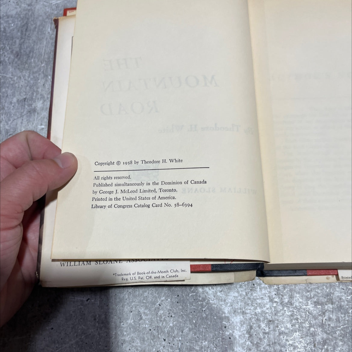 the mountain book, by Theodore H. White, 1958 Hardcover image 3