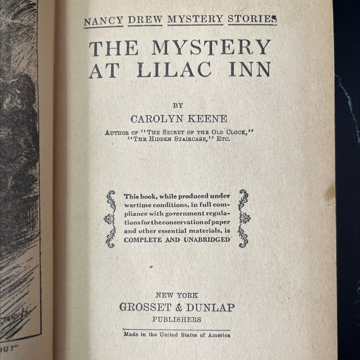 the mystery at lilac inn book, by carolyn keene, 1930 Hardcover, Rare, Antique image 2