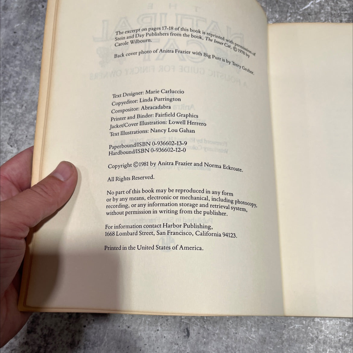 the natural cat a holistic guide for finicky owners book, by Anitra Frazier with Norma Eckroate, 1981 Paperback image 3