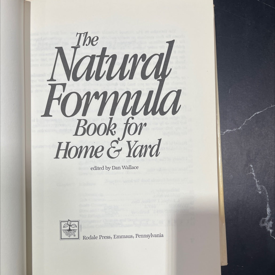 the natural formula book for home & yard book, by Dan Wallace, 1982 Hardcover image 2