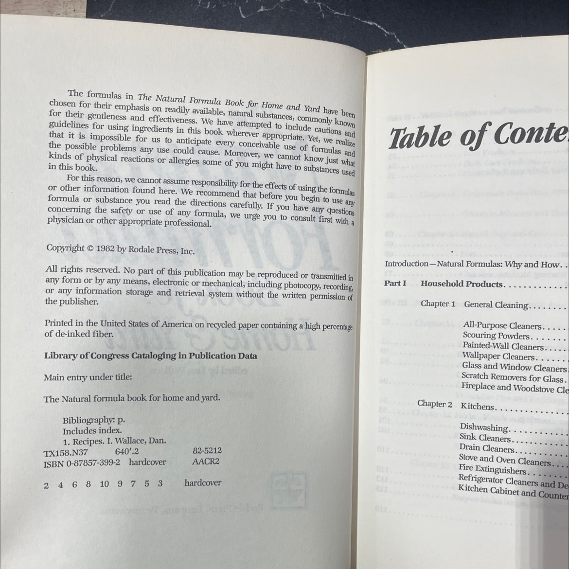 the natural formula book for home & yard book, by Dan Wallace, 1982 Hardcover image 3