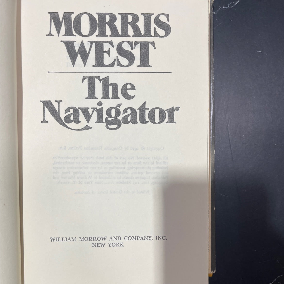 the navigator book, by morris west, 1976 Hardcover image 2