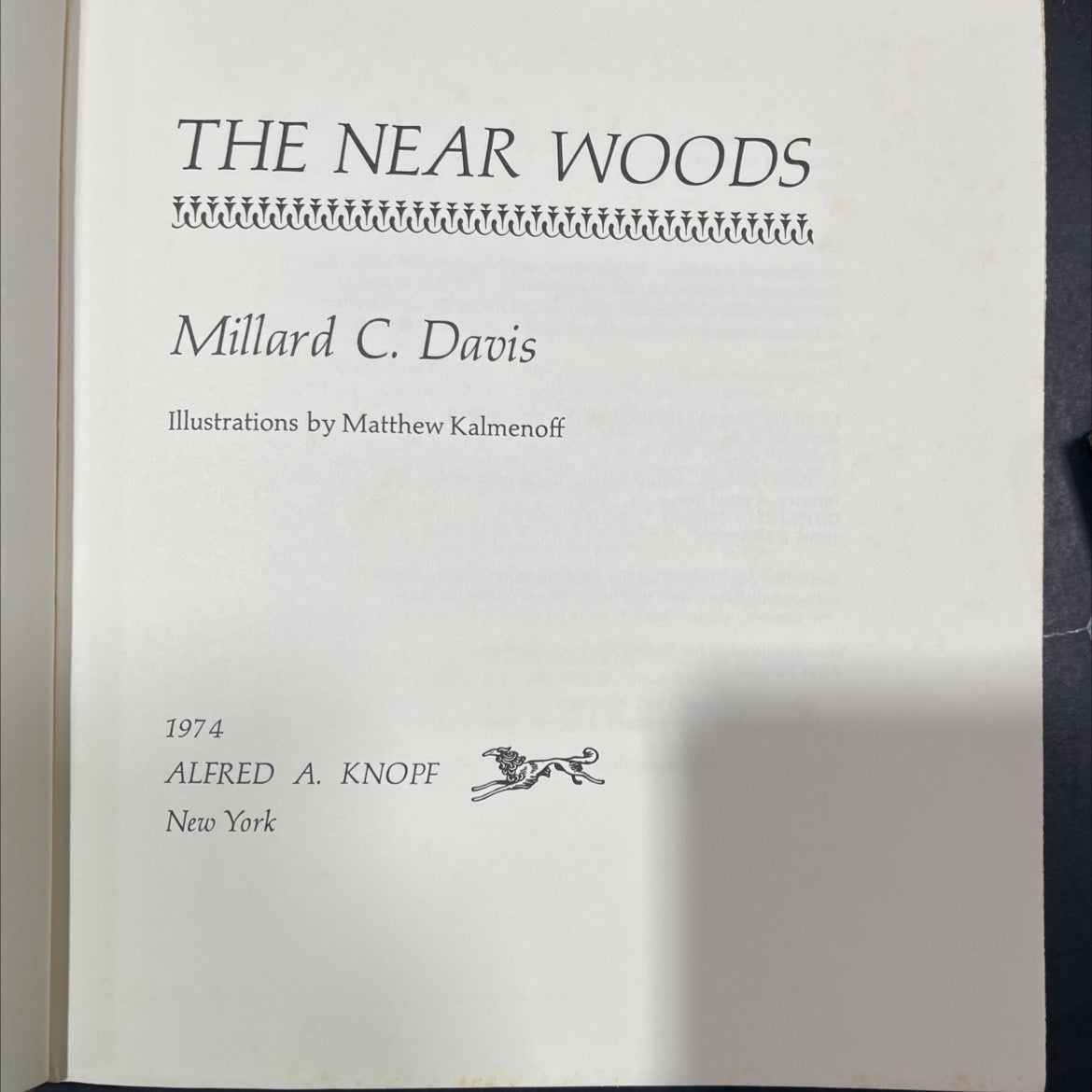 the near woods book, by Millard C. Davis, 1974 Hardcover image 2