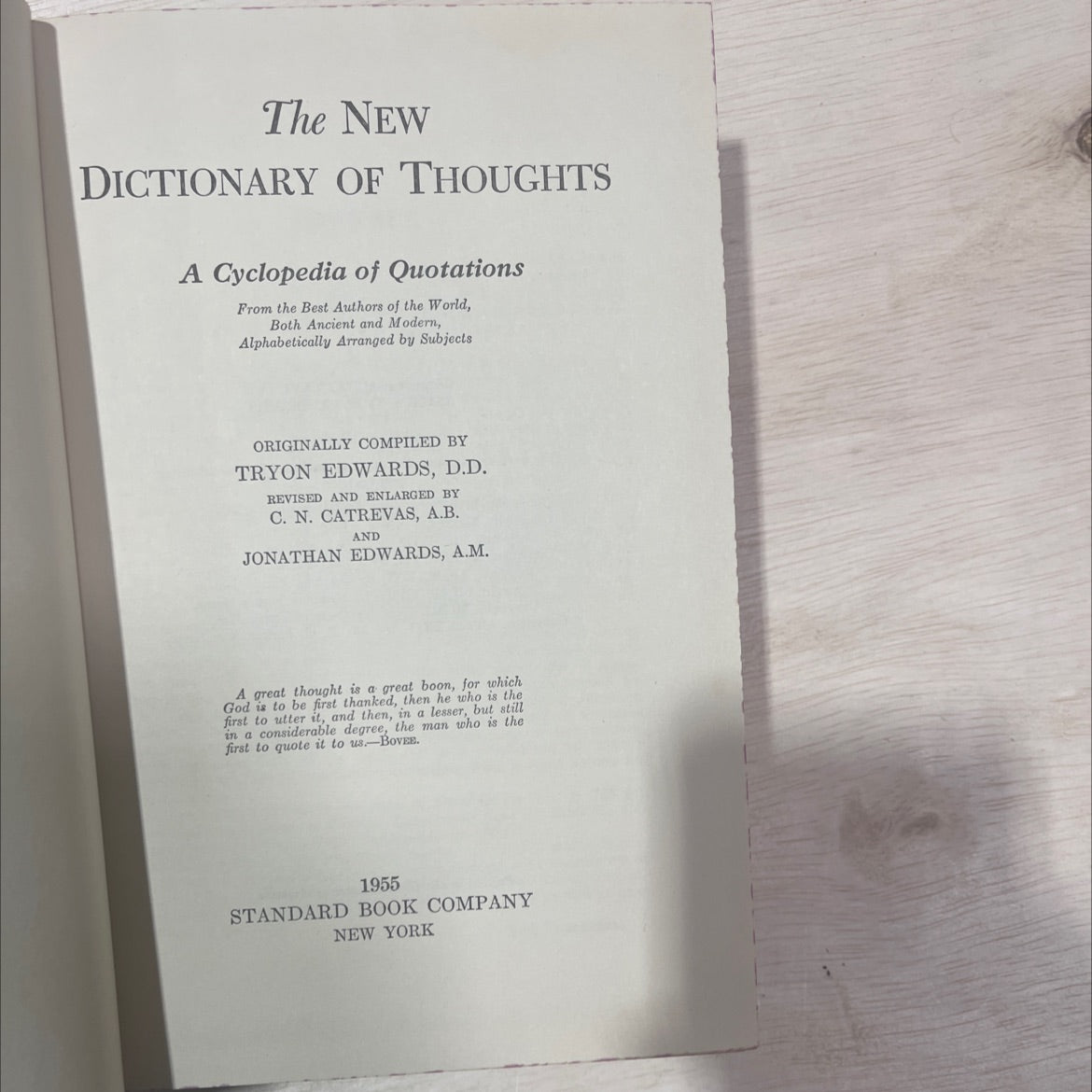the new dictionary of thoughts book, by tryon edwards, c. n. catrevas, jonathan edwards, 1955 Hardcover, Vintage image 2