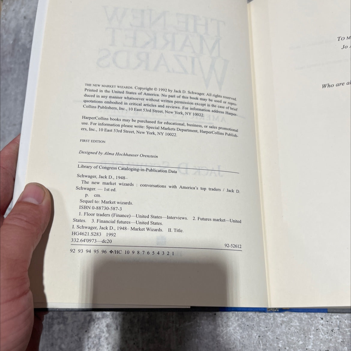 the new market wizards conversations with america's top traders book, by jack d. schwager, 1992 Hardcover image 3