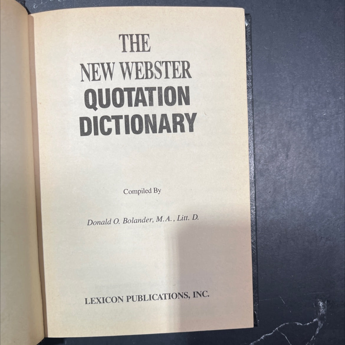 the new webster quotation dictionary book, by donald o. bolander, 1987 Hardcover image 2
