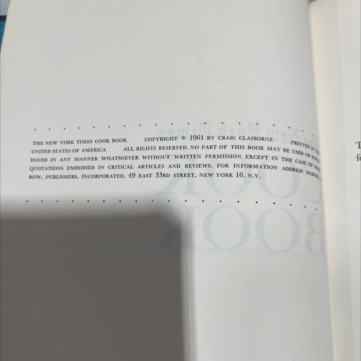 the new york times cook book book, by craig claiborne, 1961 Hardcover image 3