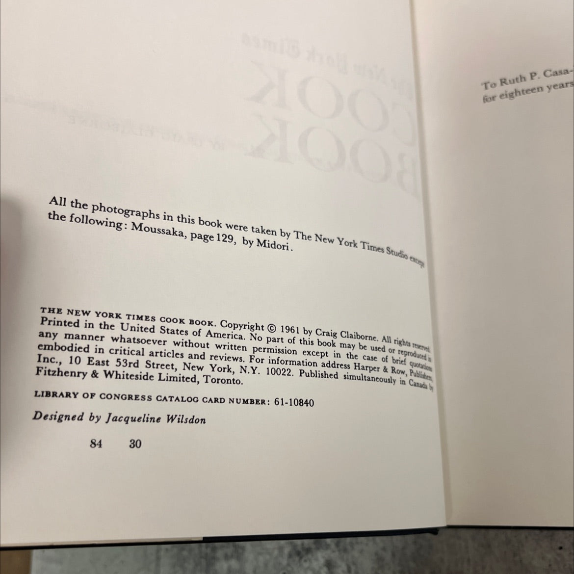 the new york times cook book book, by Craig Claiborne, 1961 Hardcover image 3
