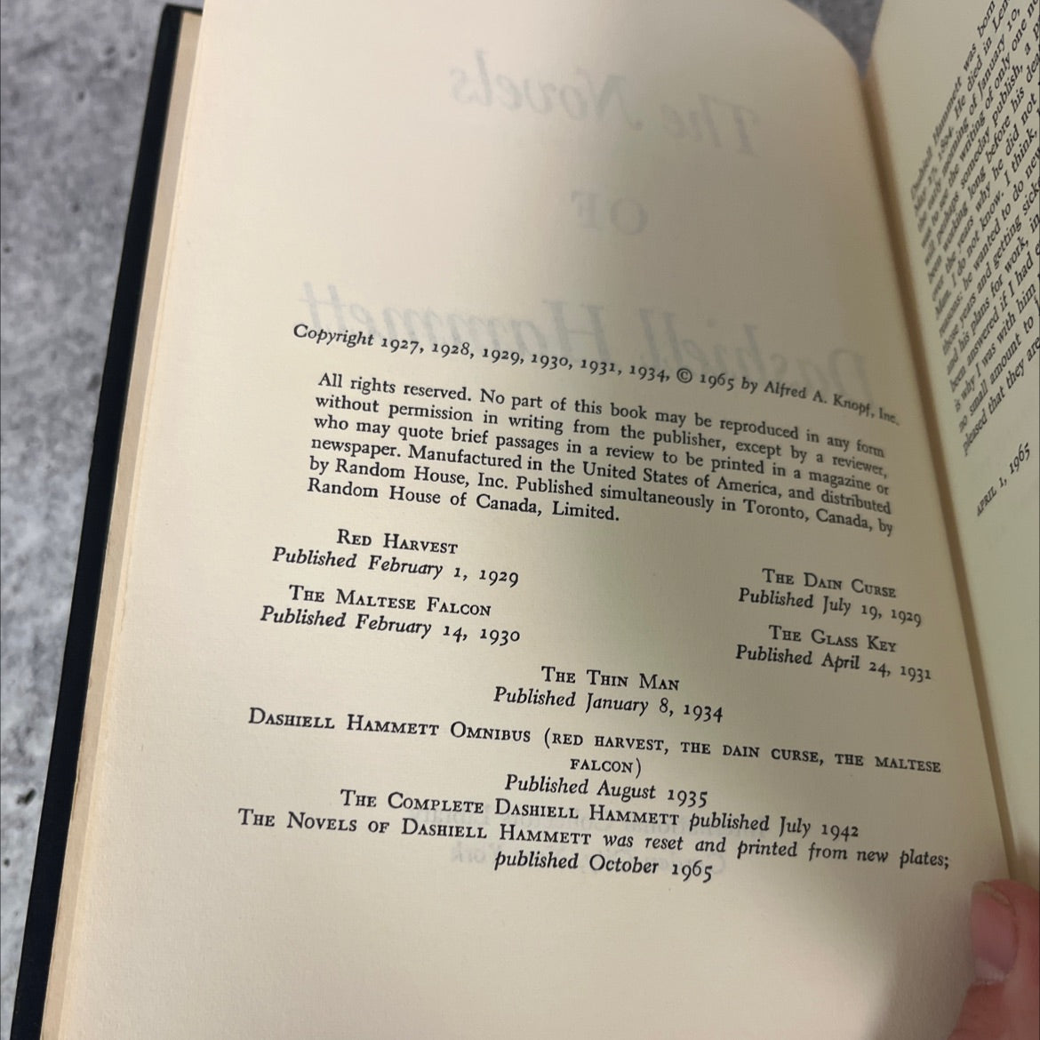 the novels of dashiell hammett book, by dashiell hammett, 1965 Hardcover image 3