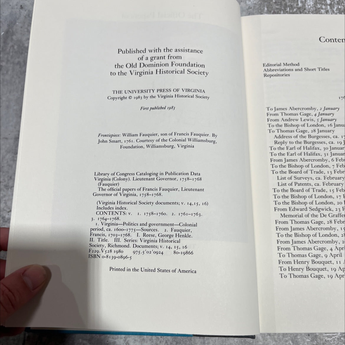 the official papers of francis fauquier book, by francis fauquier, 1983 Hardcover image 3
