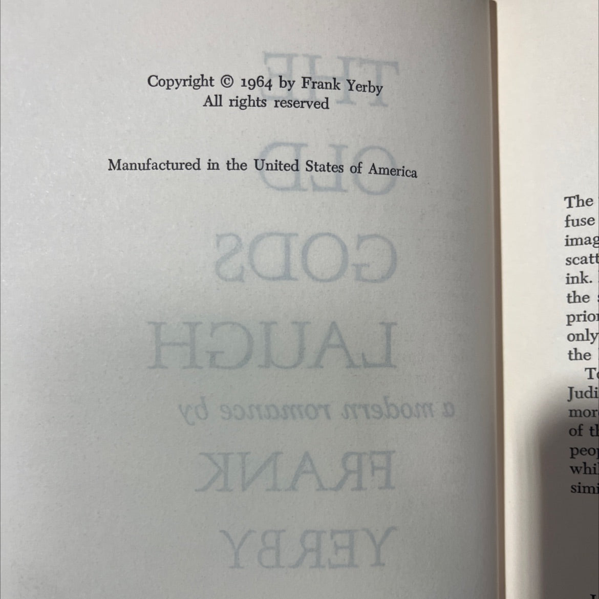 the old relaper dibo gods reader laugh book, by frank yerby, 1964 Hardcover image 3