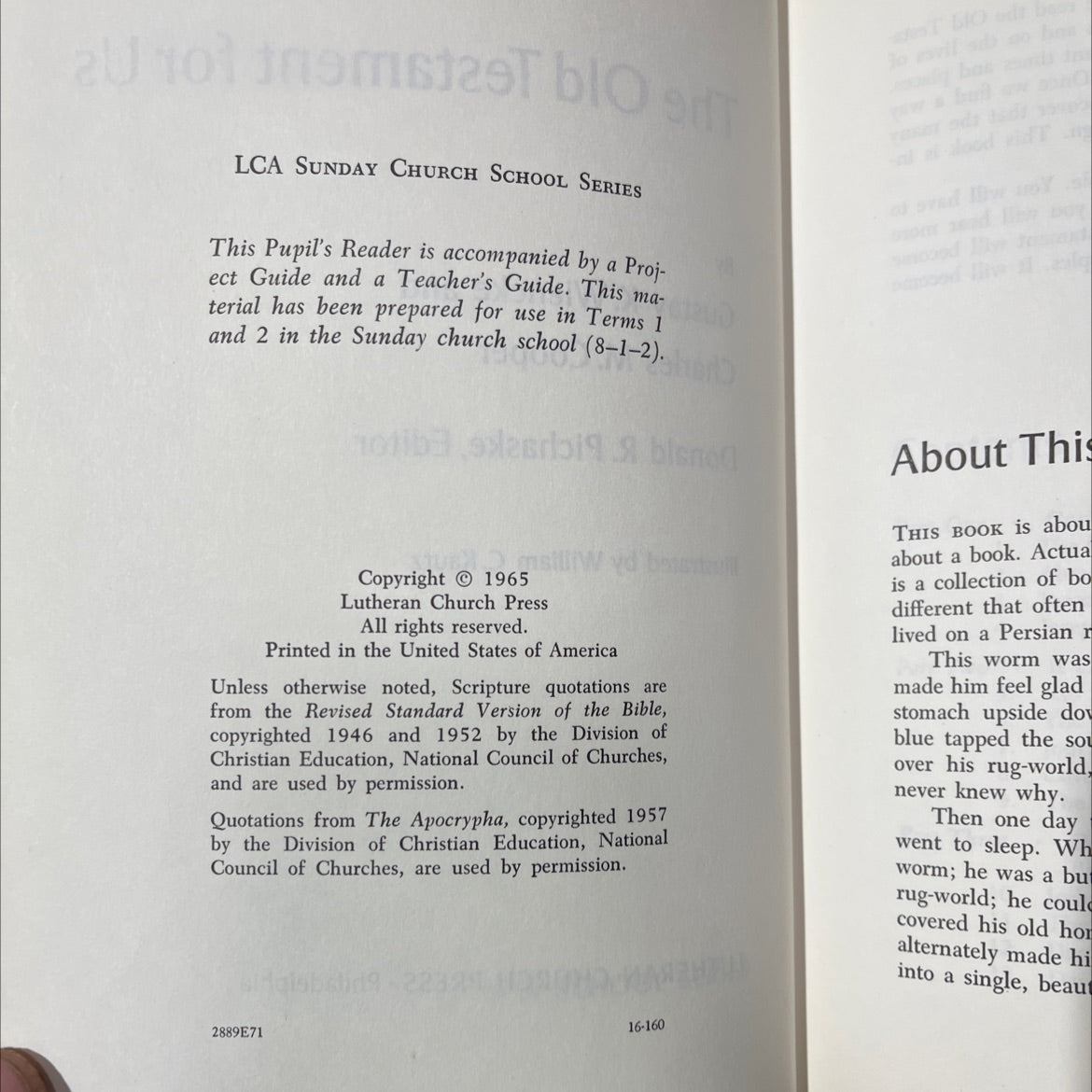 the old testament for us book, by gustav k. wiencke and charles m. cooper, 1965 Hardcover image 3