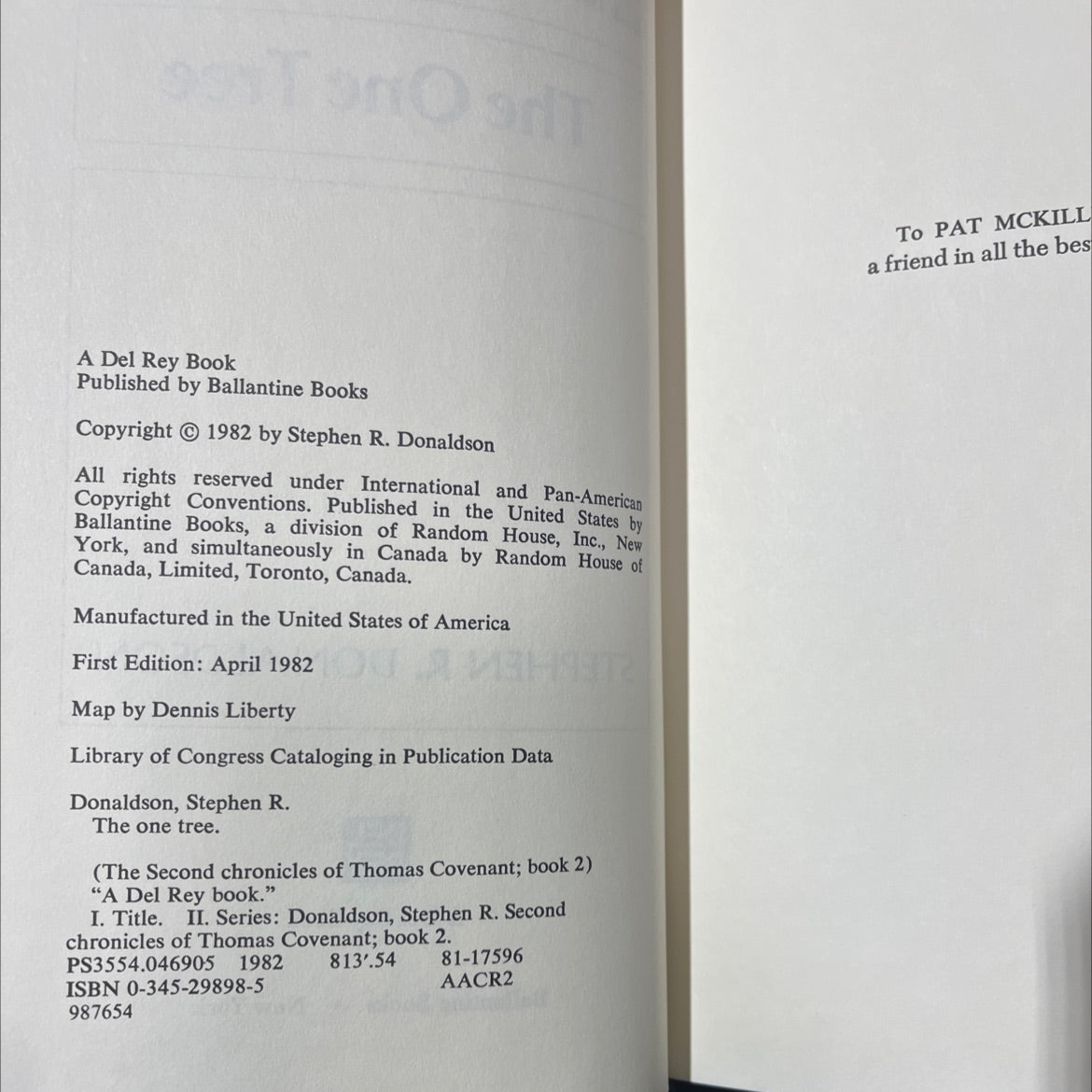 the one tree book, by Stephen R. Donaldson, 1982 Hardcover image 3