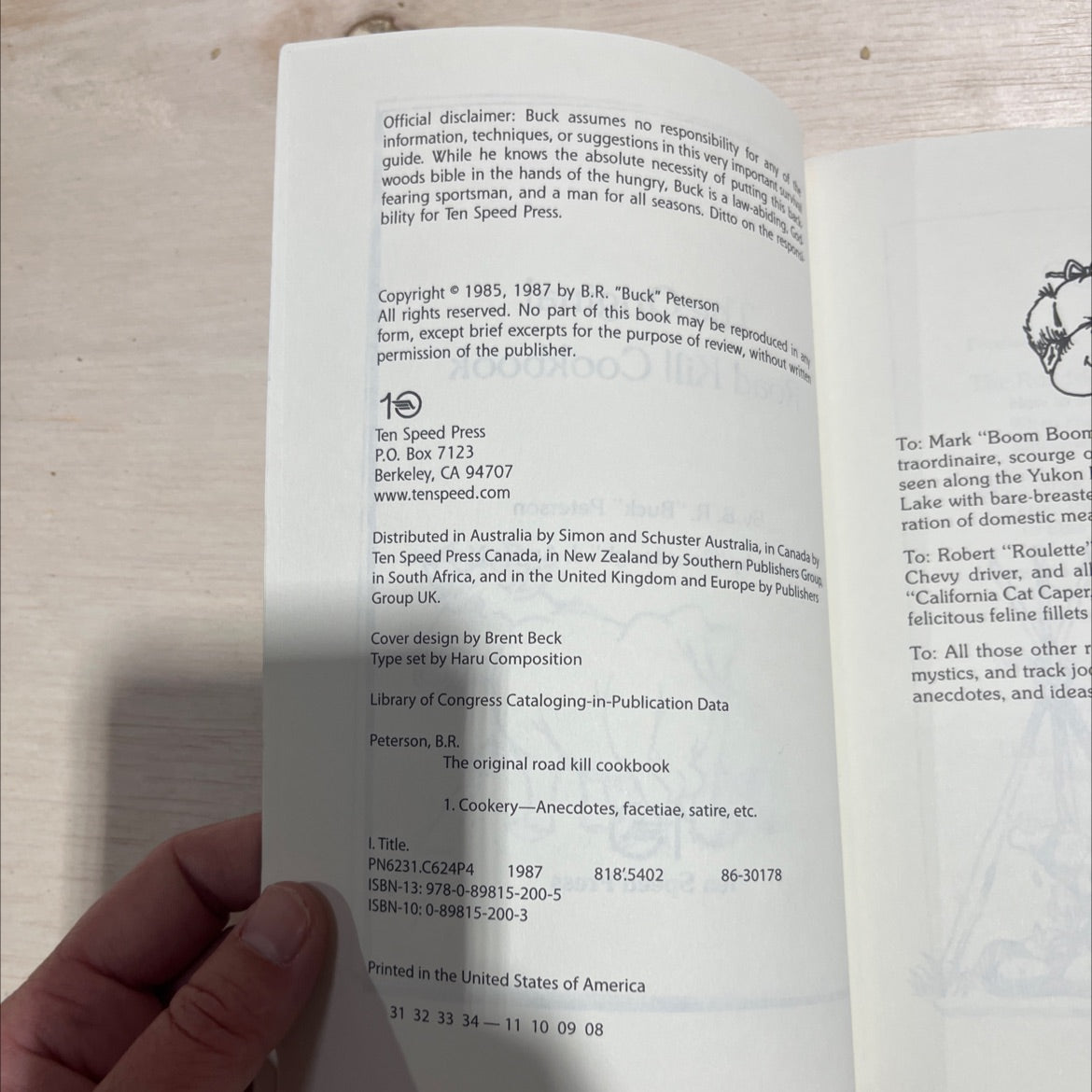 the original road kill cookbook book, by B. R. \"Buck\" Peterson, 1987 Paperback image 3