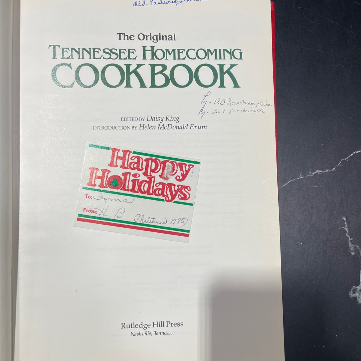 the original tennessee homecoming cookbook book, by Daisy King, 1985 Hardcover image 2