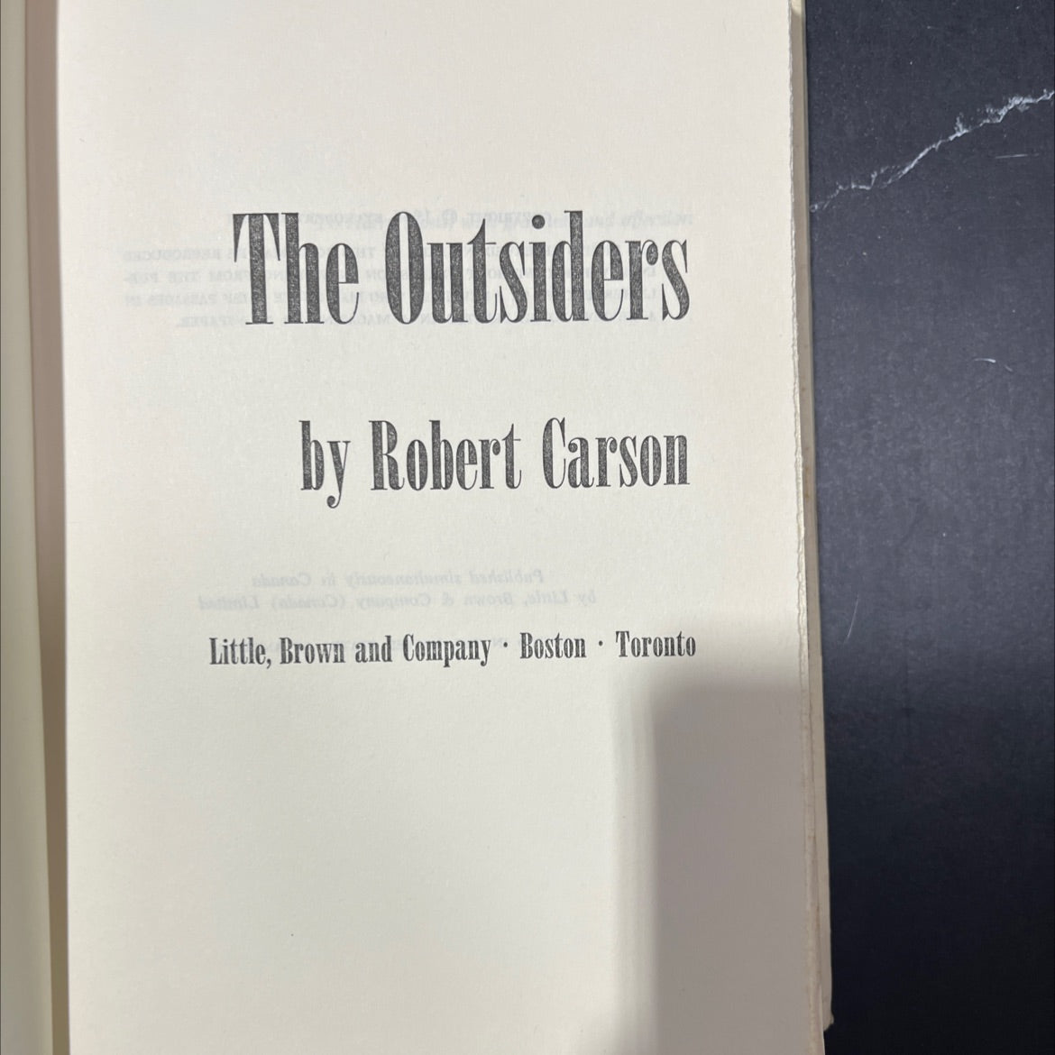 the outsiders book, by robert carson, 1966 Hardcover image 2