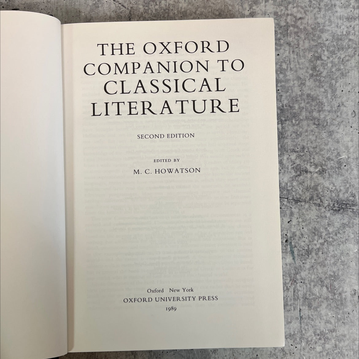 the oxford companion to classical literature book, by m. c. howatson, 1989 Hardcover image 2