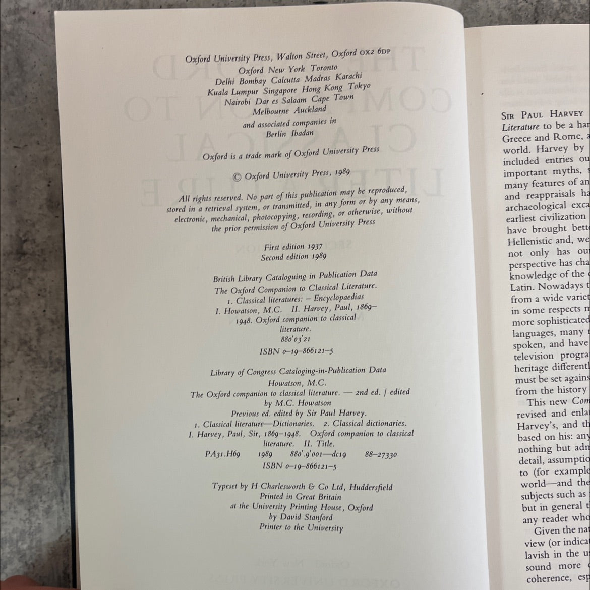 the oxford companion to classical literature book, by m. c. howatson, 1989 Hardcover image 3