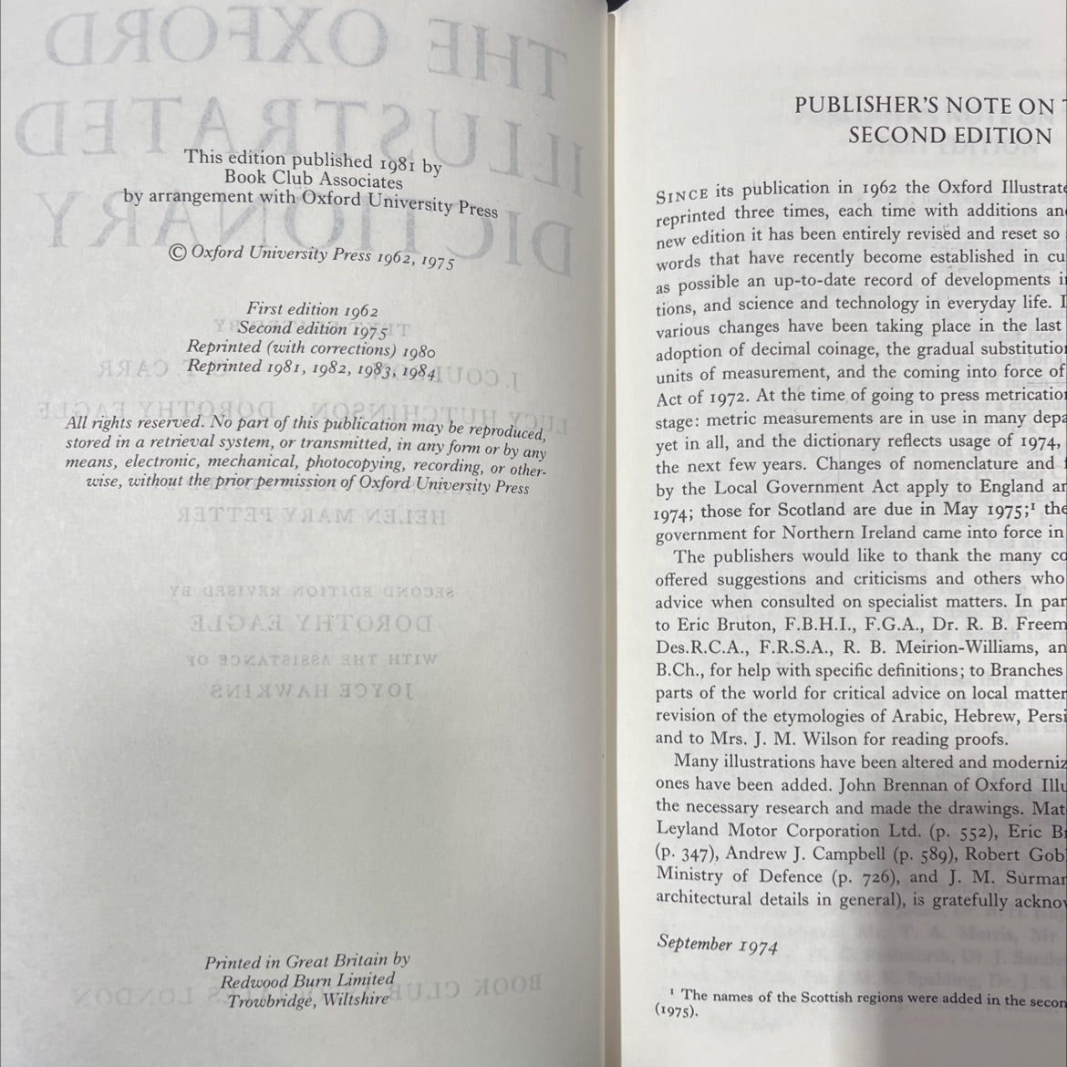 the oxford illustrated dictionary book, by j. coulson, lucy hutchinson, c. t. carr, dorothy eagle, 1981 Hardcover image 3