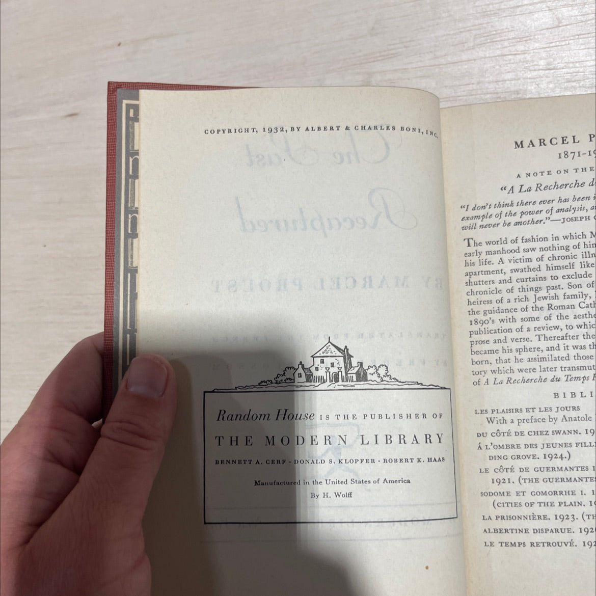 the past recaptured book, by marcel proust, 1932 Hardcover image 3