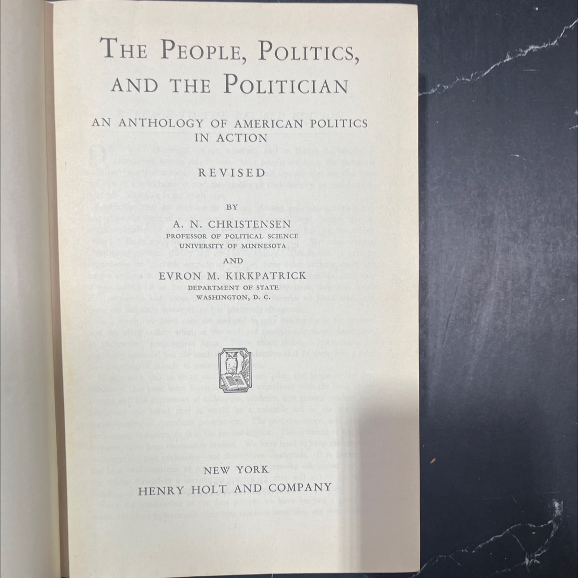 the people, politics, and the politician an anthology of american politics in action book, by a. n. christensen, evron image 2