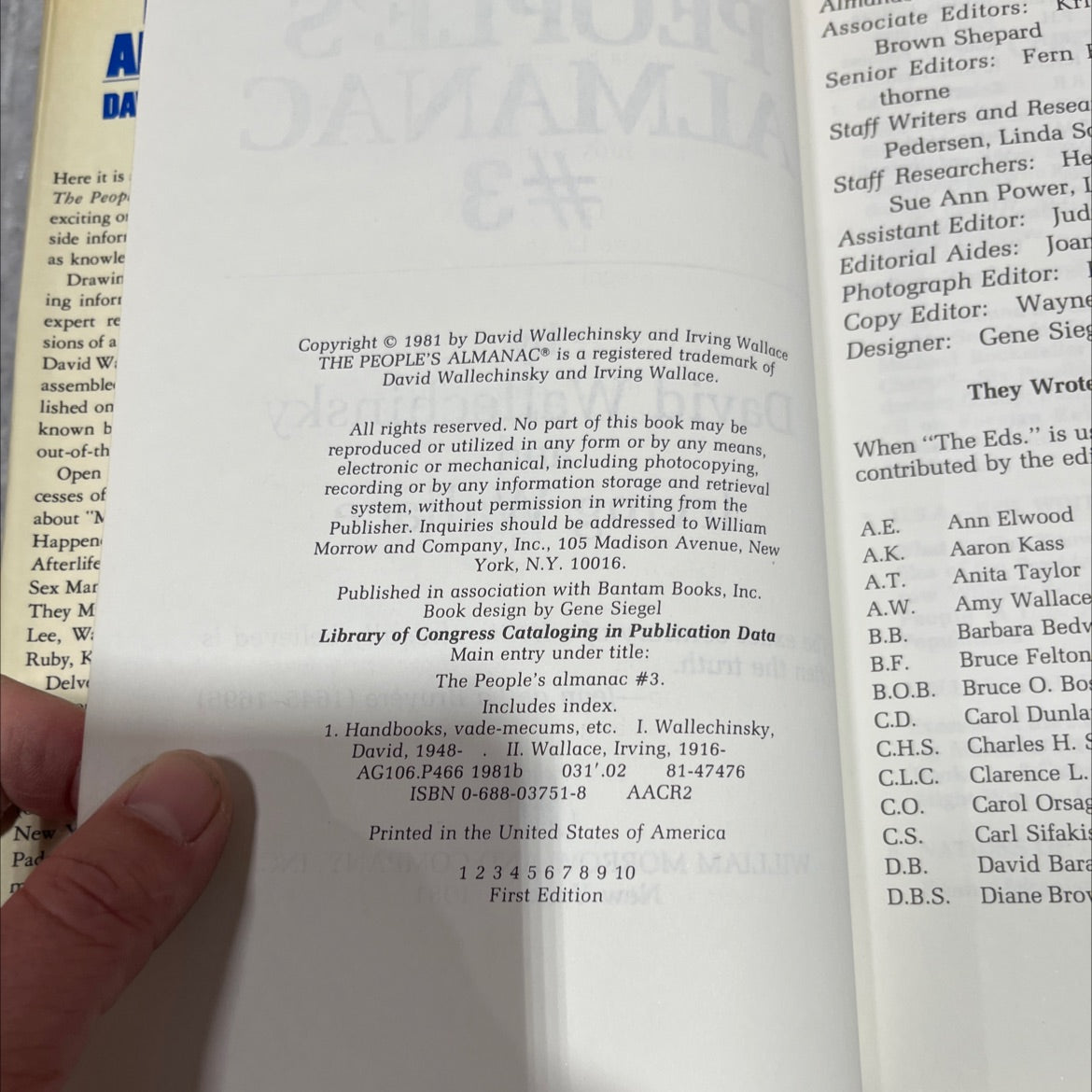 the people's almanac #3 book, by David Wallechinsky, Irving Wallace, 1981 Hardcover image 3