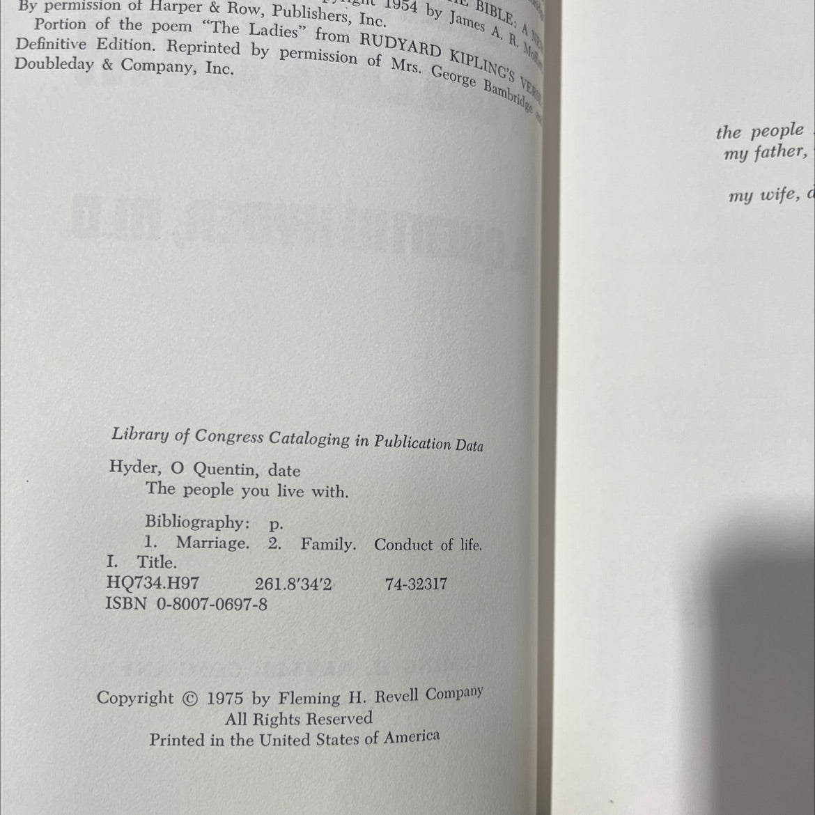 the people you live with book, by O. Quentin Hyder, M.D., 1975 Hardcover image 3