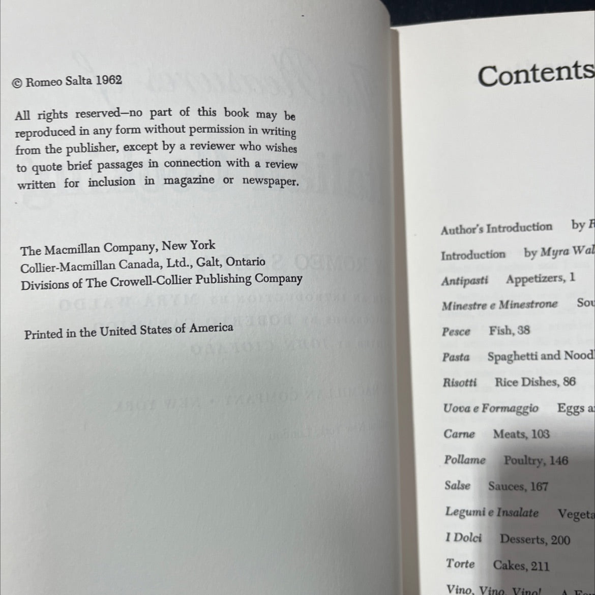 the pleasures of italian cooking book, by romeo salta, 1962 Hardcover image 3