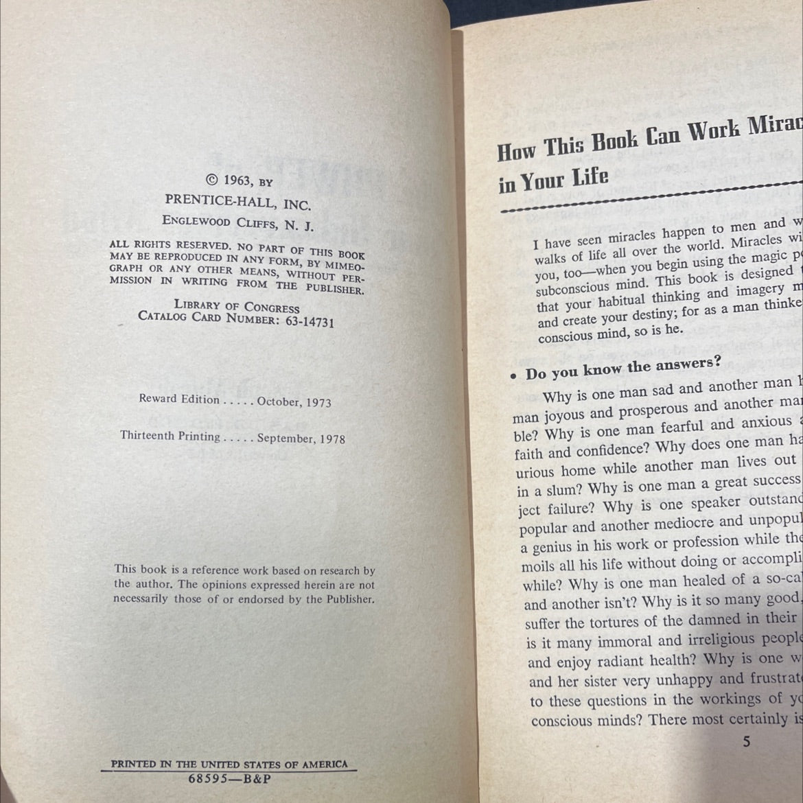the power of your subconscious mind book, by joseph murphy, 1978 Hardcover image 3