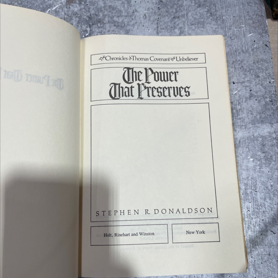 the power that preserves book, by stephen r. donaldson, 1977 Hardcover image 2