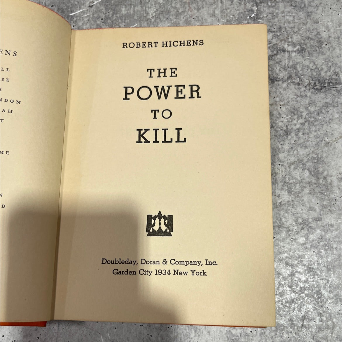 the power to kill me book, by robert s. hichens, 1934 Hardcover image 2