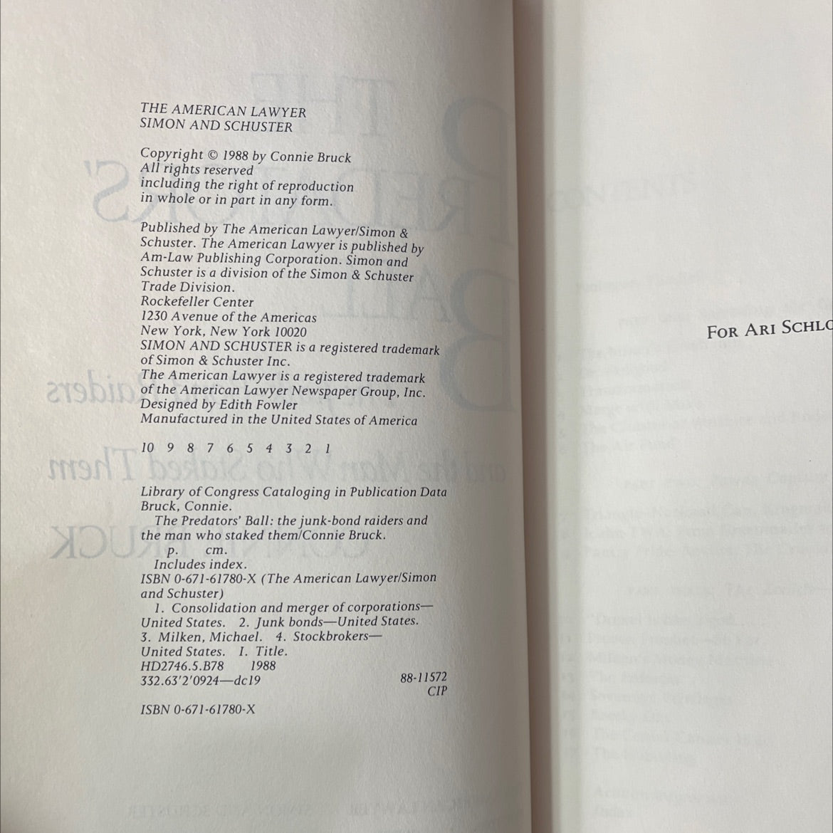 the predators' ball: the junk-bond raiders and the man who staked them book, by connie bruck, 1988 Hardcover, First image 3
