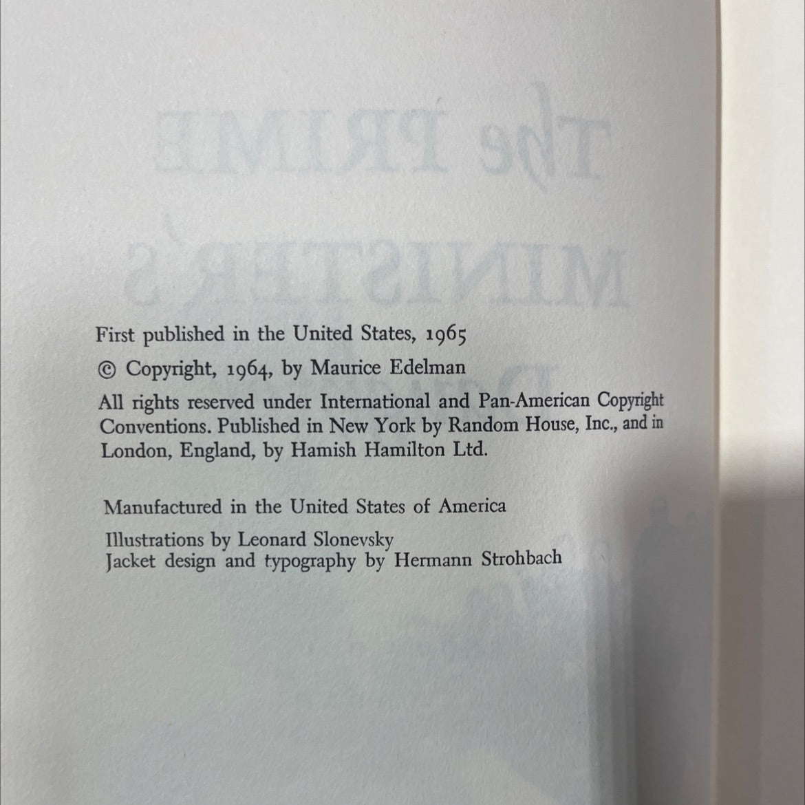 the prime minister's daughter book, by maurice edelman, 1965 Hardcover image 3