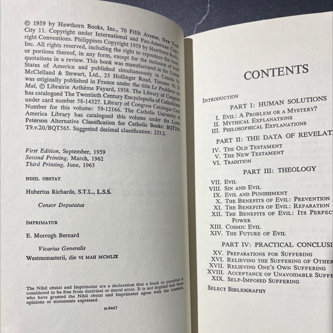 the problem of evil book, by françois petit, 1959 Hardcover image 3