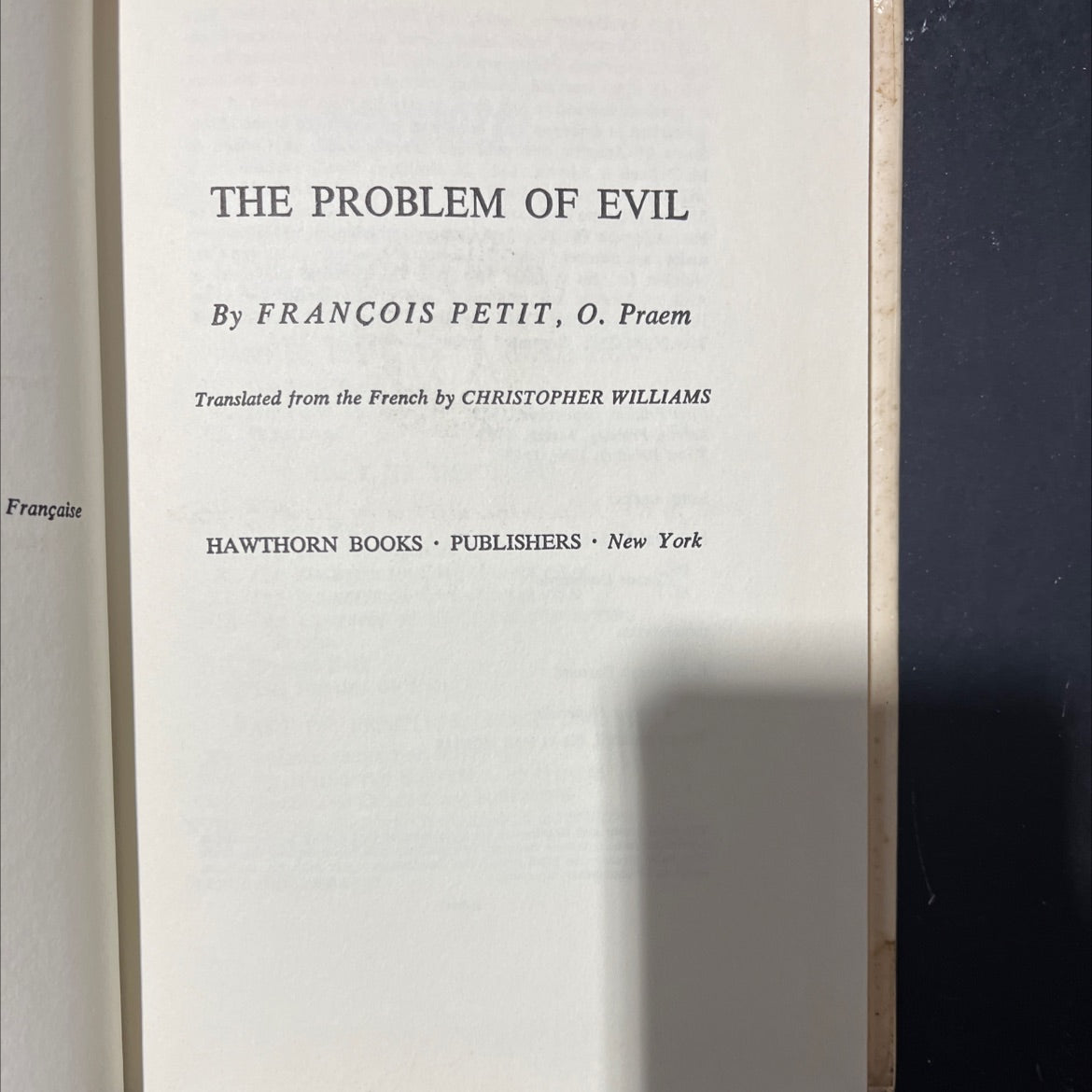 the problem of evil book, by françois petit, 1959 Hardcover image 2