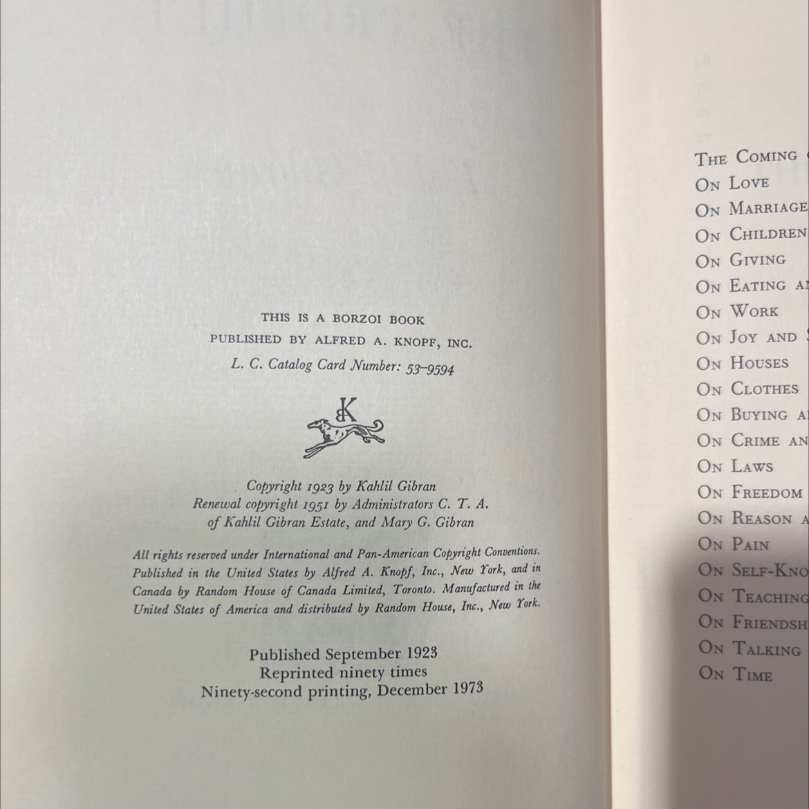 the prophet book, by Kahlil Gibran, 1973 Hardcover image 3