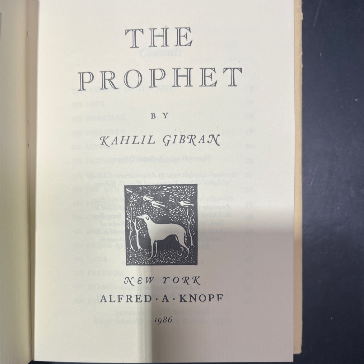 the prophet book, by kahlil gibran, 1986 Hardcover image 2