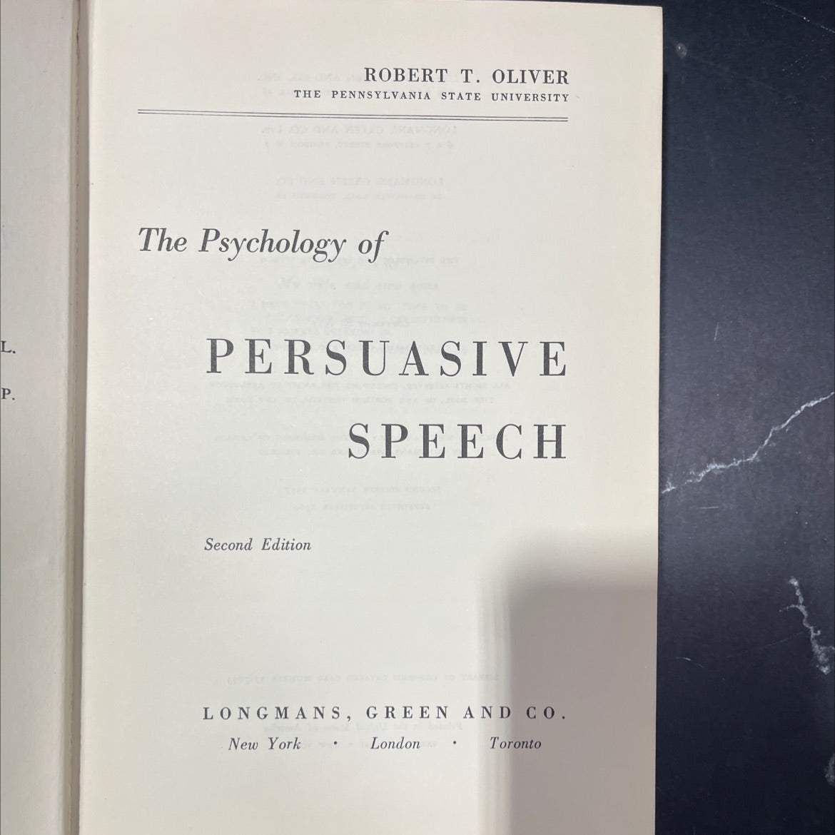 the psychology of persuasive speech book, by p. robert t. oliver, 1957 Hardcover image 2