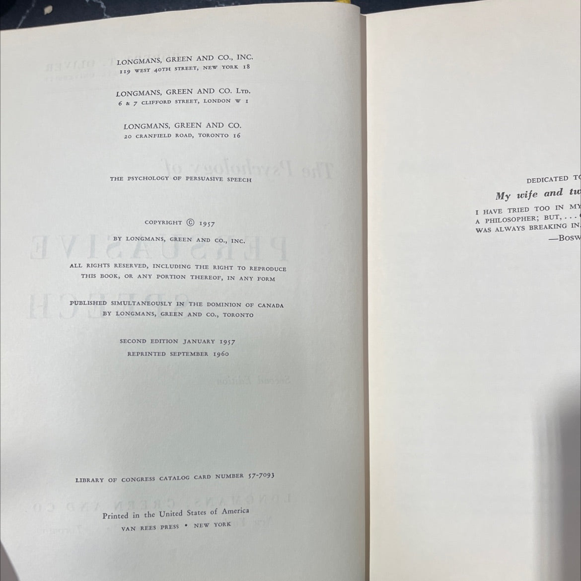 the psychology of persuasive speech book, by p. robert t. oliver, 1957 Hardcover image 3