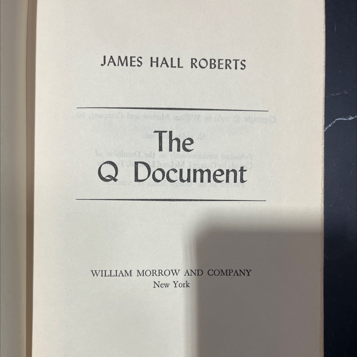 the q document book, by james hall roberts, 1964 Hardcover image 2