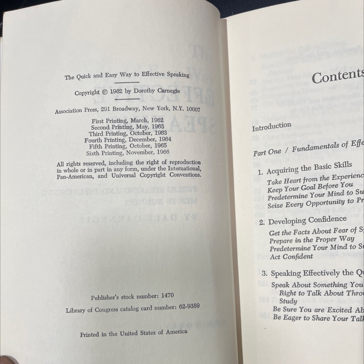 the quick and easy way to effective speaking book, by dorothy carnegie, 1966 Hardcover image 3
